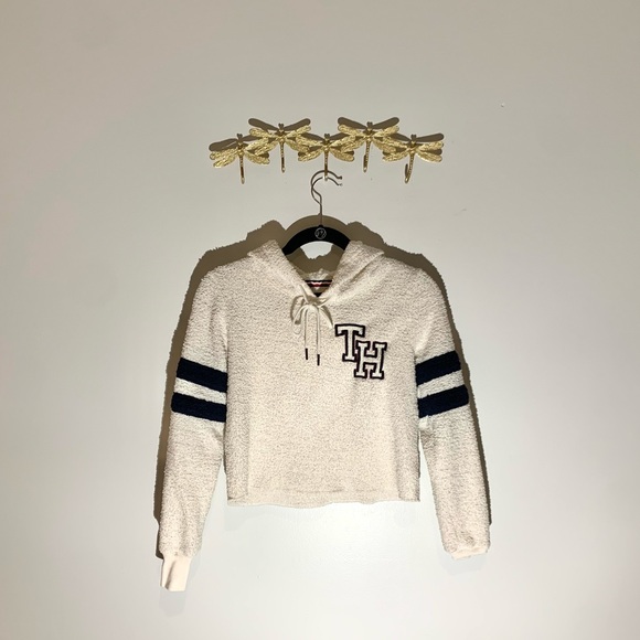 Tommy Hilfiger Cropped Fuzzy Hoodie - Picture 1 of 3